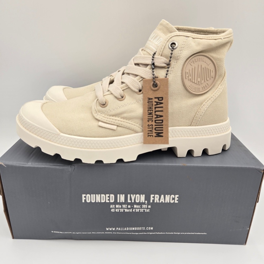 Palladium Pampa Hi Varsity Boots Sahara Mens Size 5.5 Casual Canvas Womens 7